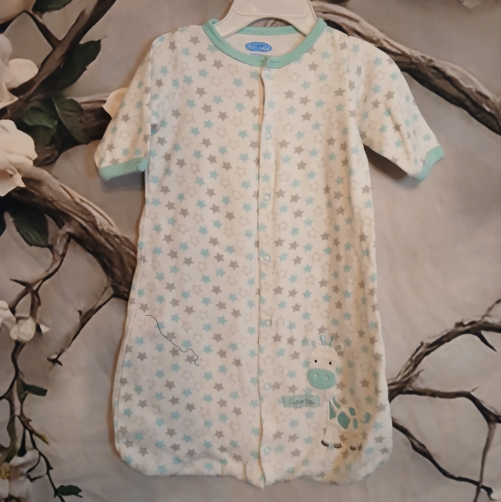 Baby Star Print Pajamas - Mint and White